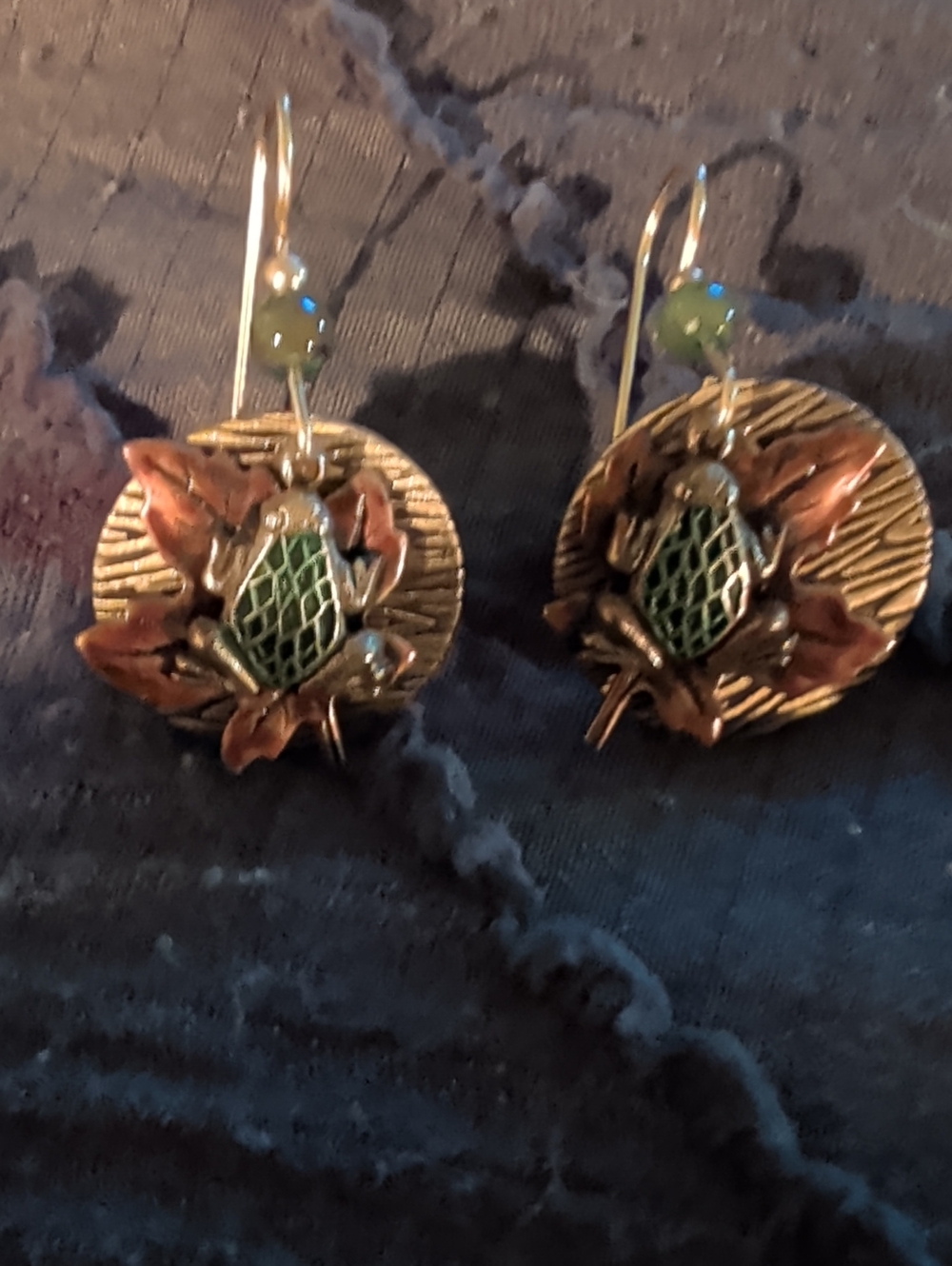 Cherokee Handcrafted Green Turtle Drop Earrings - Women Jewelry Worn Once